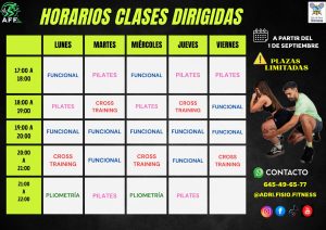 Imagen de Horario clases dirigidas