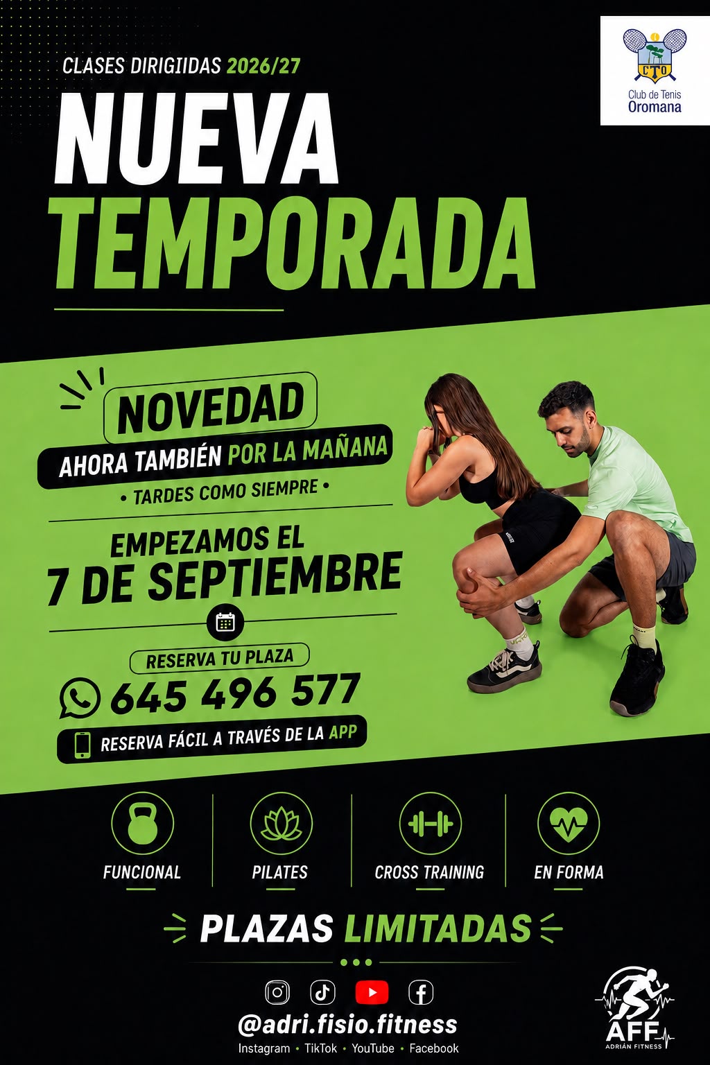 NUEVA TEMPORADA CLASES DIRIGIDAS